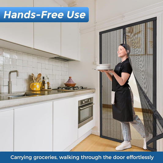 Smartor Magnetic Screen Door Magnetic Closure Fits 36"x82" Doors |Polyester - Retractable Screen Door Mesh| Self Sealing|Hands Free |Keeps Bugs Out|Pet and Kid Friendly-38 Inch x 83 Inch