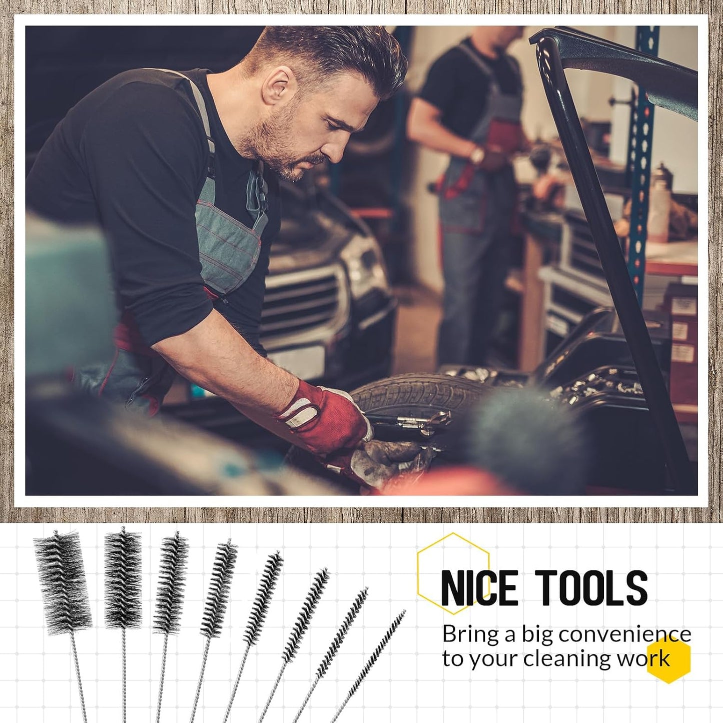Baderke 16 Inch Long Pipe Cleaning Brush Stainless Steel Bristles Pipe Cleaning Brush Bore Brush Bristles Wire Brush (8 Pcs)