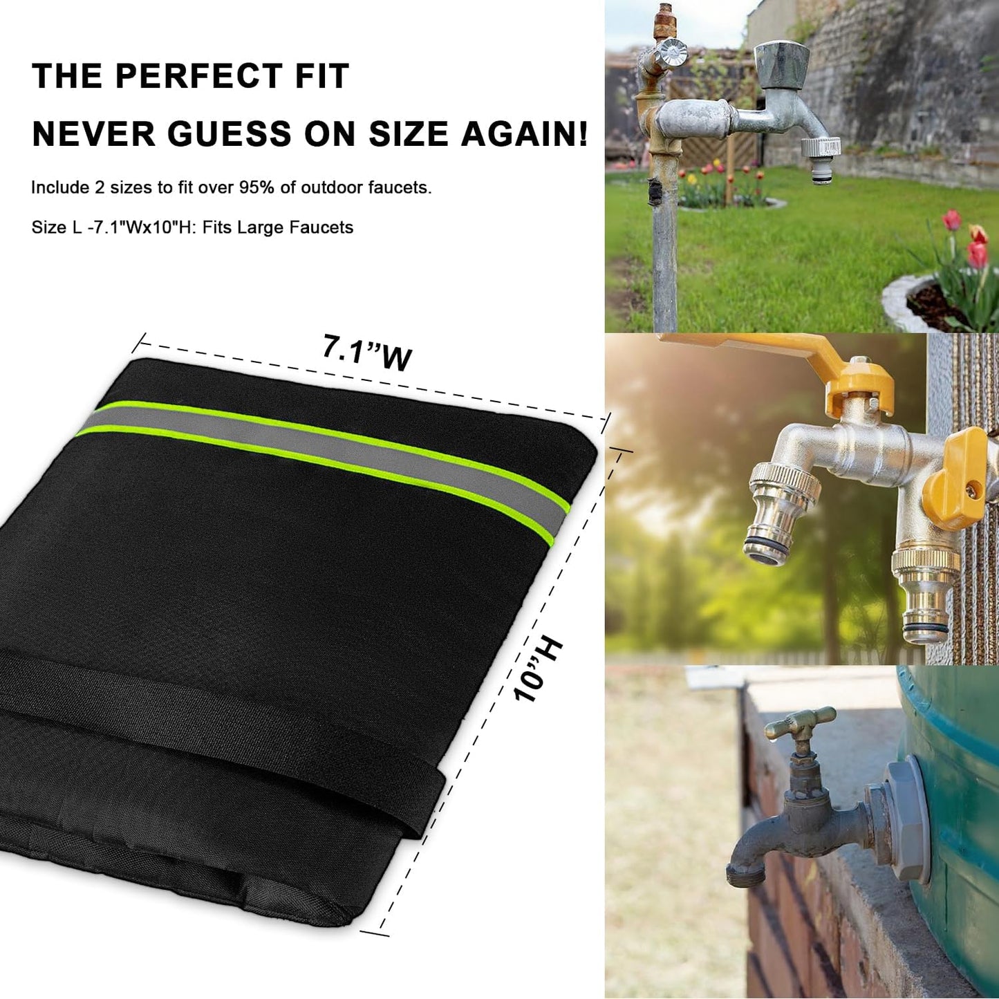 Outdoor Faucet Covers for Winter Freeze Protection 2Pack, 5.9" W x 8.25" H Heavy Duty Waterproof Insulated Spigot Covers for Outside Taps & Hose Bibs, Frost Proof, Easy Install (Black)