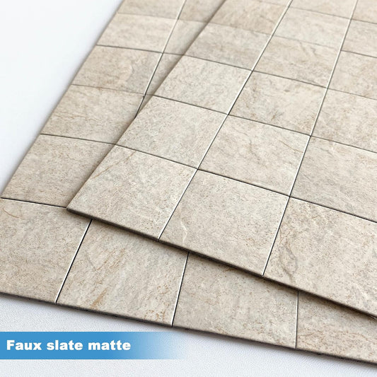 BeNice Kitchen Peel and Stick Tile Backsplash Bathroom Self Adhesive Stone Mosaic Thick Wall Stickers 12"x12"(Blue Rustic,10 Sheets)