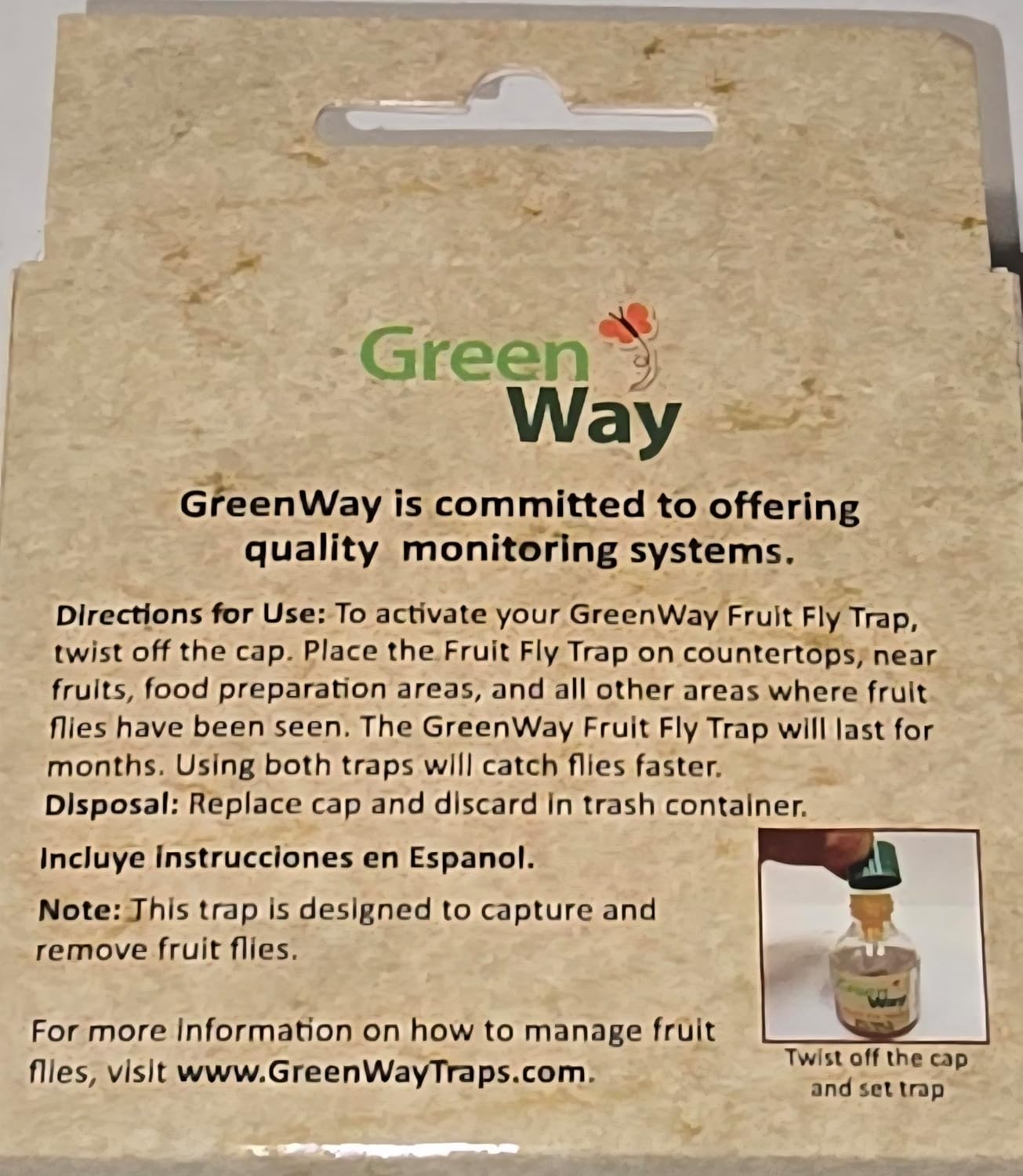 Greenway Traps Fruit Fly Trap, Indoor and Kitchen, Reduces Fruit Fly Infestations, Non-Toxic, Long-Lasting, 1 Pack (Includes 2 Traps)