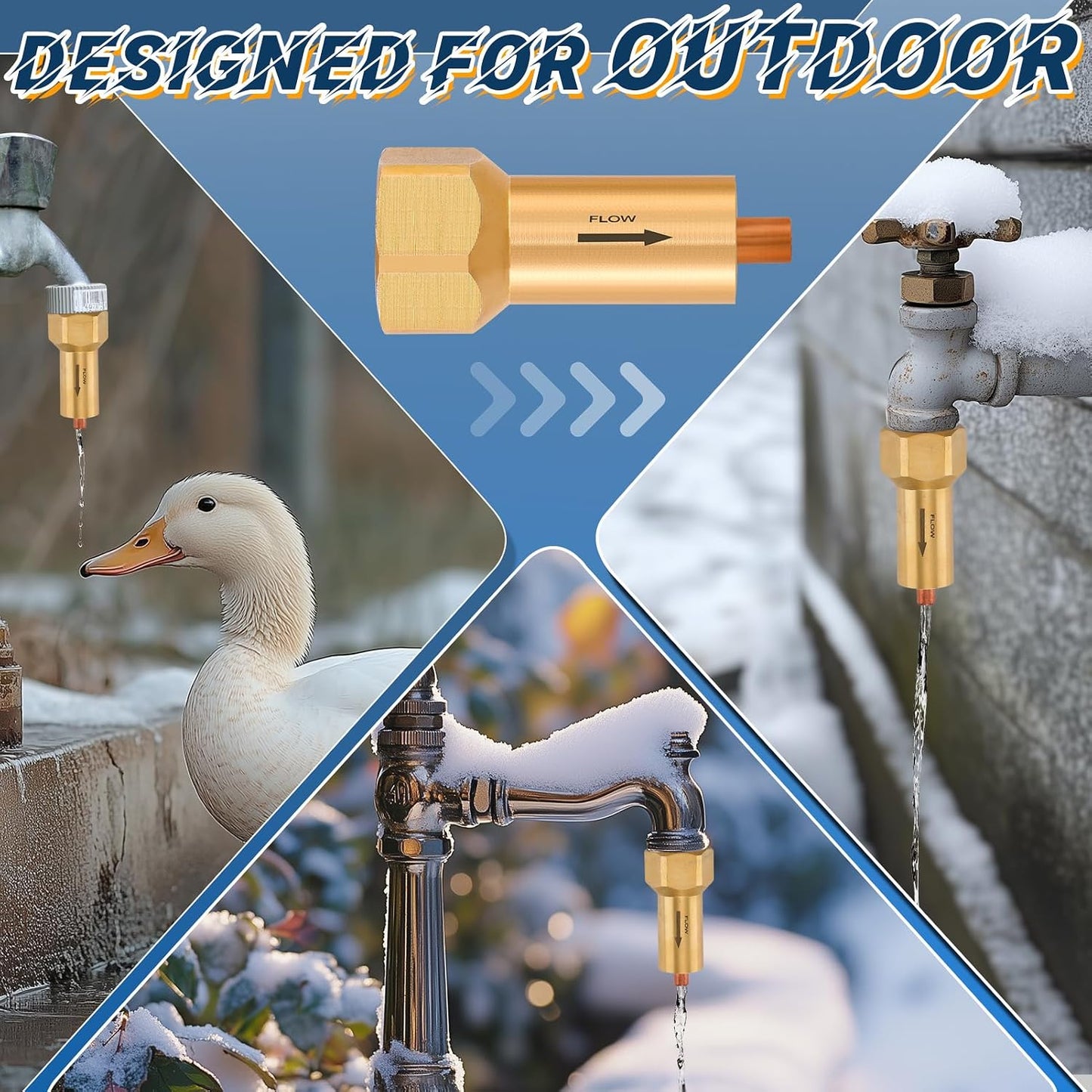 Outdoor Faucet Freeze Protection - Winter-Resistant Brass Spigot Fits 3/4'' Hose Thread, Durable Replacement for Faucet Covers, Winter Frost Free Faucet, 1 Pack