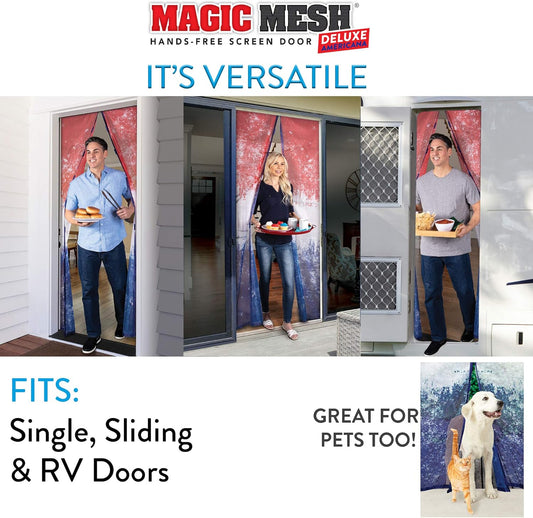 Magic Mesh Deluxe, Black | Magnetic Screen Door, Heavy Duty, Magnetic Closure, Door Net, Patio Screen, Sliding Door Screen, Bug Screen for Doorways, Kid & Pet Friendly | Size 39" x 83" (Pack of 1)