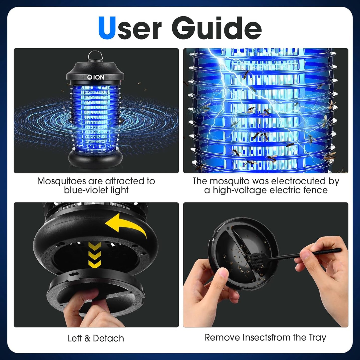 Outdoor Bug Zapper for Patio & Backyard, 15W UV Mosquito Killer with 4200V Electric Grid, 1500 Sq Ft Coverage, 8.9 FT Cord, IPX6 Waterproof Plug-in Fly Trap for Porch, Garden, Garage, Black (1 Pack)