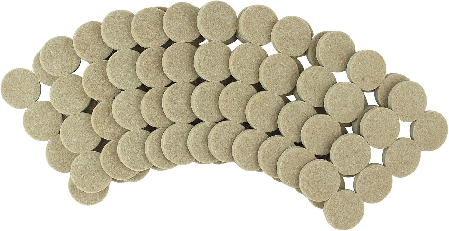 Smart Surface 8725 Heavy Duty Self Adhesive Furniture Felt Pads 1-Inch Round Oatmeal 96-Piece Value Pack in Resealable Bag