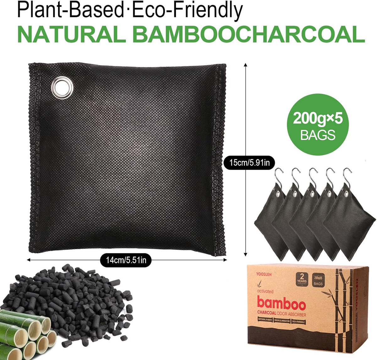 Activated Charcoal Odor Absorber, Natural Shoe Odor Eliminator, Bamboo Charcoal Air Purifying Bags, Sneaker Deodorizer and Moisture Absorbers for Clean Footwear, Shoe Odor Remover