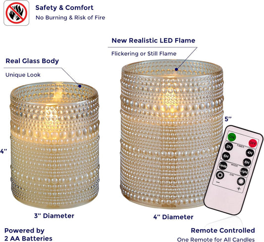 VENTA Set of 3 White Pillar Candles | Real Wax Battery Operated Flickering LED Candles with Remote | Timeless Decor for Farmhouse, Modern & Mantel Displays