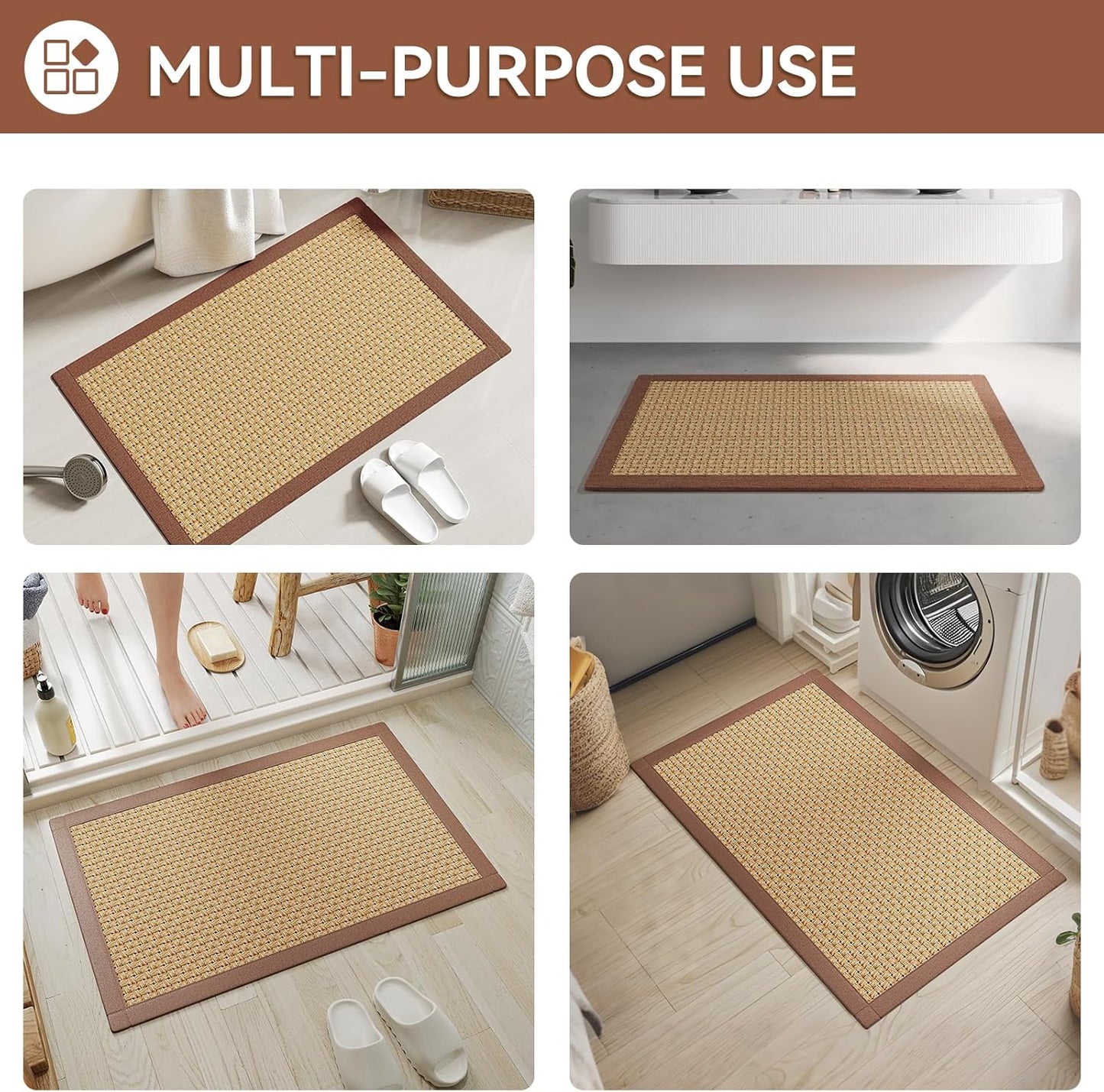 YDKGL Ultra Thin Bathroom Rugs Mat Quick Dry Absorbent Non Slip Bath Mat Bath Mats for Bathtub Mat Bathroom Carpet Fit Under Door Washable Floor Rubber Half Round Bath Rugs Grey 16x24