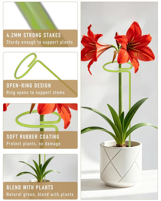 12-Pack Plant Support Stakes for Indoor Plants, Monstera Plant Support & Tall Sticks, Heavy Duty Adjustable 15.8-Inch Garden Stakes for Amaryllis, Snake Plant, Indoor Outdoor Use