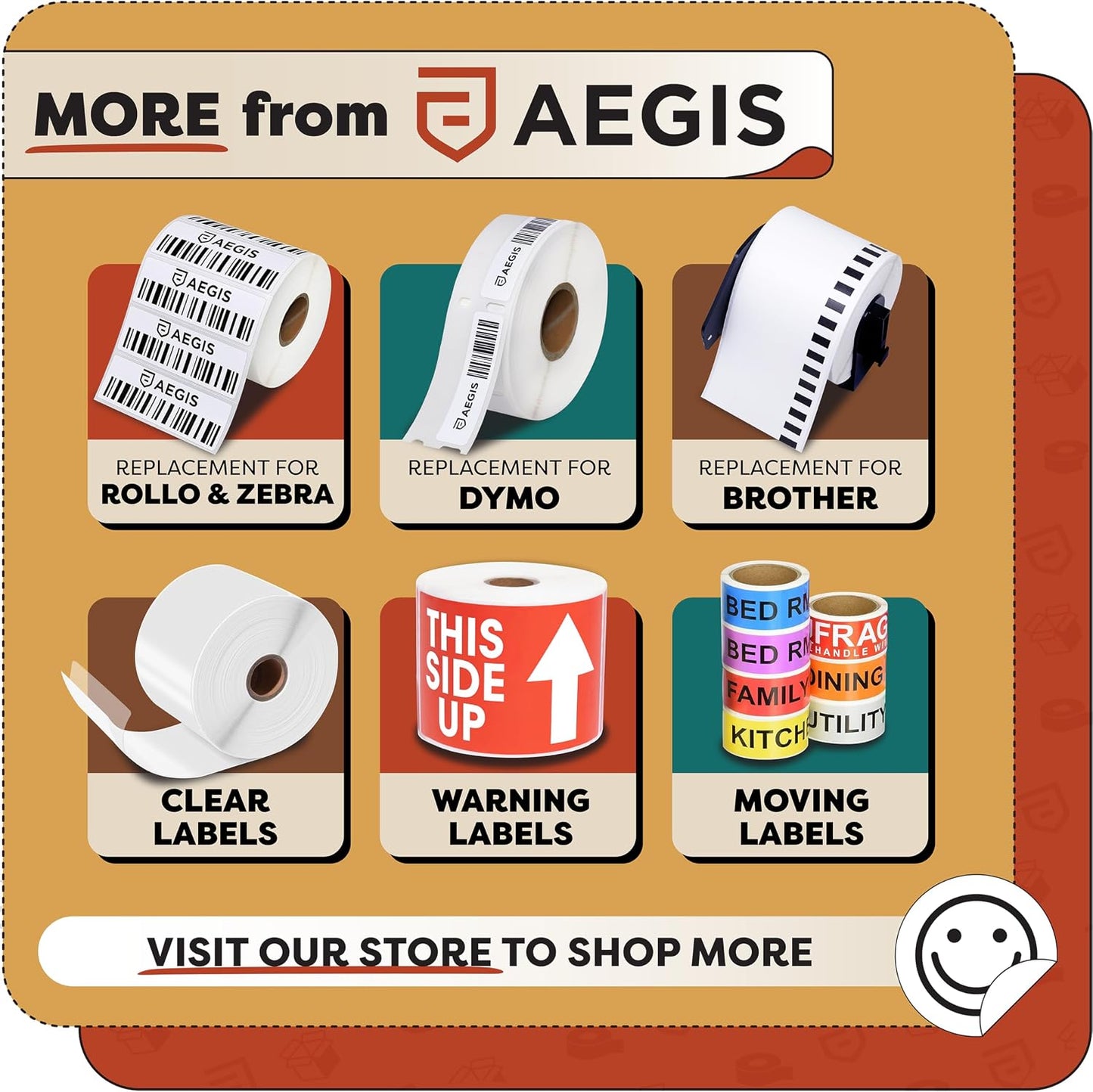 Aegis Adhesives - 1" X 4.5" Home Moving Color Coding Labels (16 Rolls, 50/Roll, 800 Total) 4 Bedroom House + Fragile Stickers - 14 Different Living Spaces + 2 Handle with Care