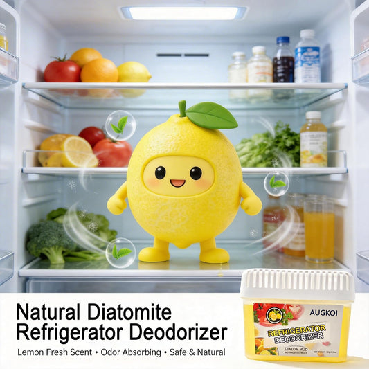 Diatomaceous Earth Fridge Deodorizer Gel Set, Odor Eliminator, 1Pack | Outperforms baking soda & charcoal. Nature-based gel eliminates odors and extends refrigerator food freshness.