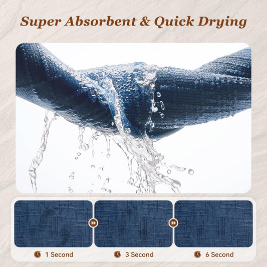 AMOAMI Bath Mat Non Slip Super Absorbent Quick Dry Bath Mats for Bathroom Floor Rubber Backing Washable Bathroom Rugs Modern Woven Jacquard Mat, Beside Tub Bath Rugs, 17" x 24", LightGrey