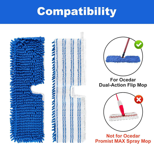 Mop Heads Replacements for O-Cedar Hardwood Floor 'N More Microfiber Flip Mop, 2 Pack Dust Mop Replacement Heads for Ocedar Flip Mop, Reusable Refill Double-Sided Mop Head for O Cedar Mop