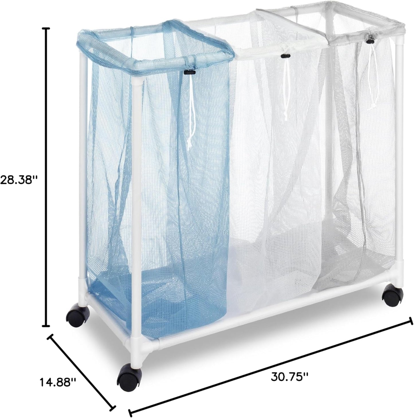Whitmor Triple Laundry Sorter with Wheels