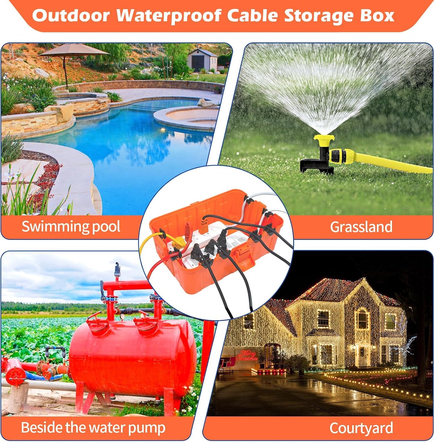 Hrensaw Large Outdoor Electrical Box(12.5x8.5x5inch),IP54 Waterproof Outdoor Outlet Covers,Weatherproof Extension Cord Covers Protect Outlet,Plug,Timer,Power Strip,Holiday Light,Green