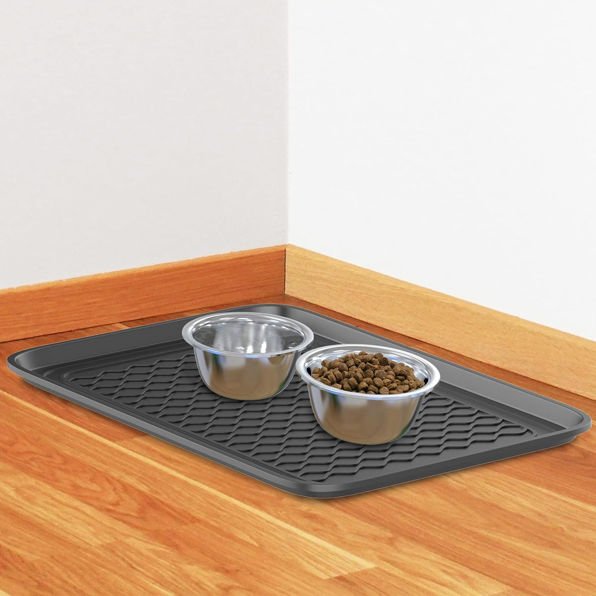 All-Weather Indoor/Outdoor Mat for Boots - Weather-Resistant Hard Plastic Shoe and Boot Tray with Raised Edge by Stalwart (Black, MEDIUM)