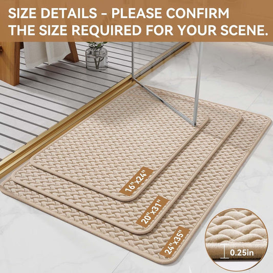 YDKGL Bathroom Rugs Non Slip, Super Absorbent Quick Dry Bath Mats for Bathroom, Foam Weave Texture Thin Bath Rugs Washable with Rubber Backing Fit Under Door Outside Shower,16" x 24“