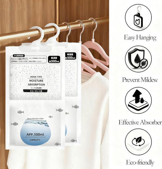 Moisture Absorbers 12 Pack,Hanging Closet Dehumidifier Bags,Humidity Packs, Humidity Absorber in Wardrobes, Bedrooms, Bathrooms