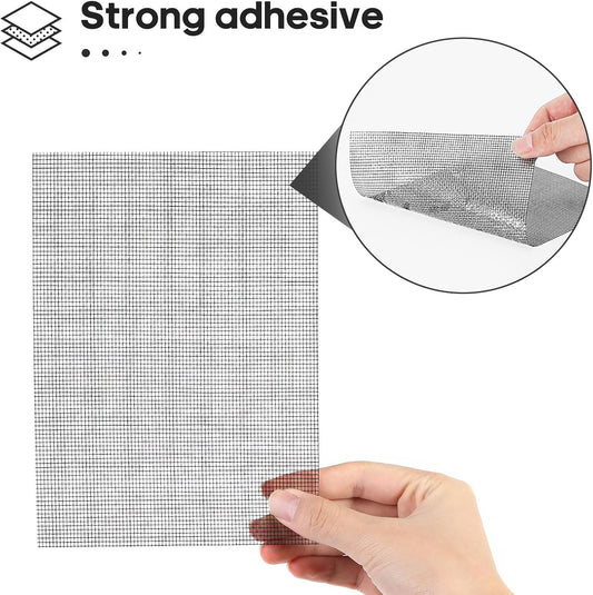 Secopad 5" x 7" Black/Grey Screen Repair Kit, 6 PCS Window Screen Patch Repair Tape for Mesh Window Door, Strong Adhesive Fiberglass Mesh Pacth Tape