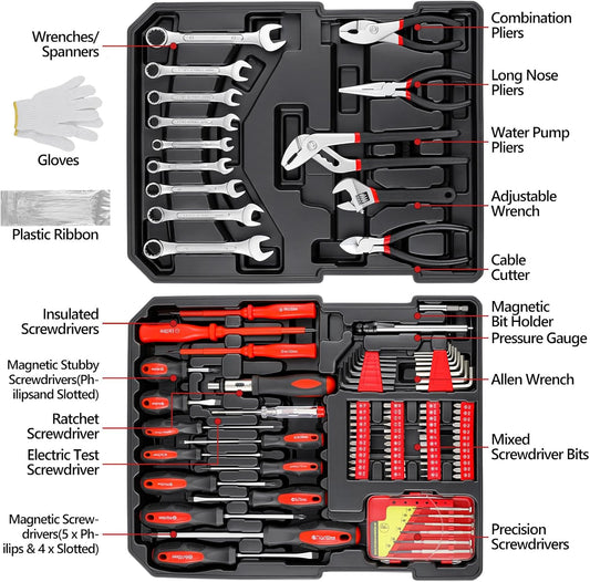 TLGREEN 799pcs Mechanic Tool Set with Aluminum Trolley Case,Home Repair Tool kit,Complete Tool Box Set for Home,Automotive,Dorm,Garage,Black