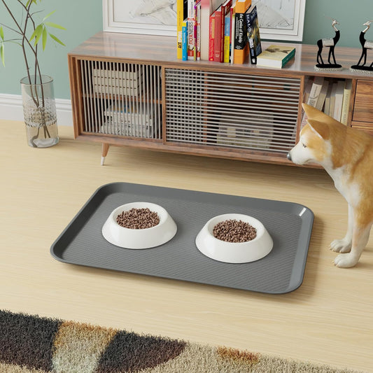 Boot Tray Indoor/Outdoor Utility Shoes Mat for Entryway, Multipurpose Pet Food Tray, Dog Cat Bowl Mat, Grey (Pack of 6)