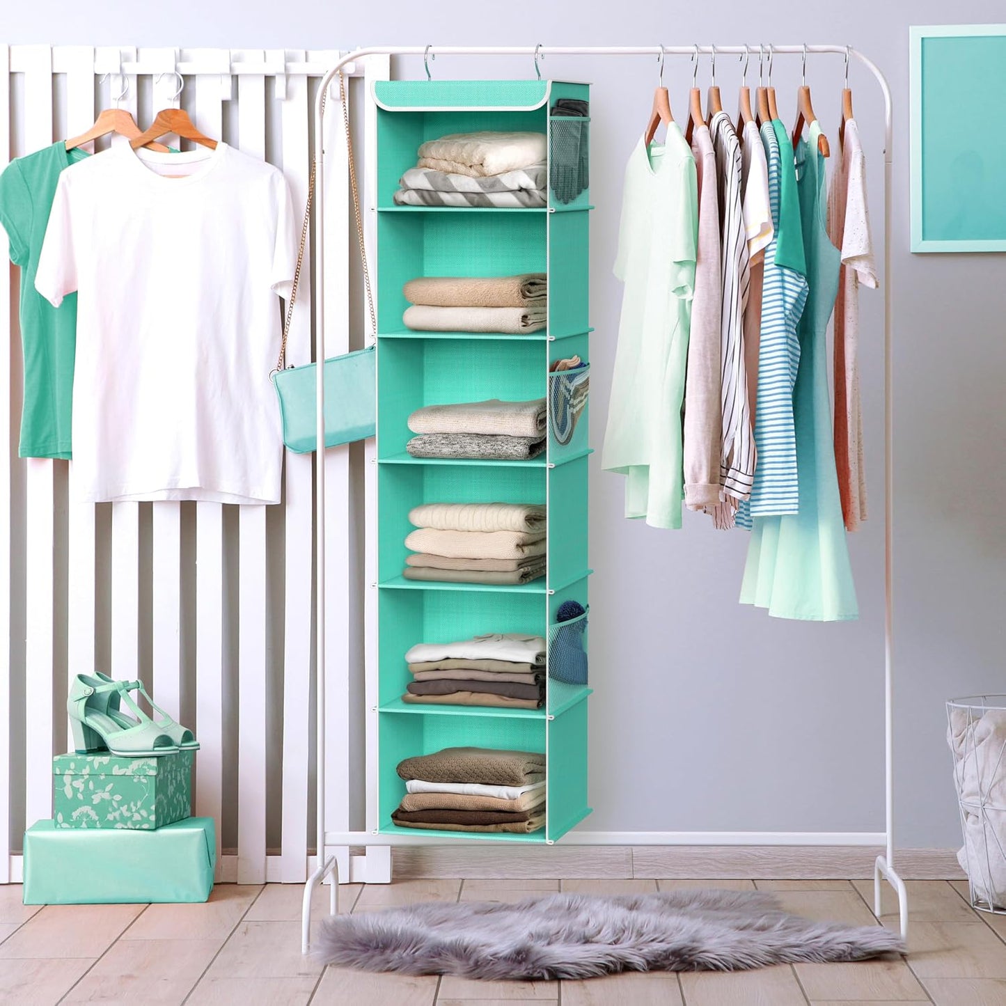 Simple Houseware 6 Shelf Hanging Closet Organizer, Gray