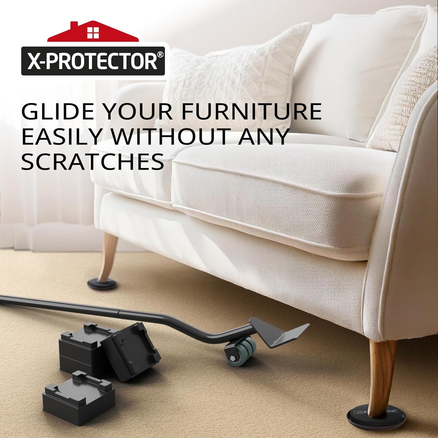 Chair Sliders X-PROTECTOR – Furniture Sliders 40 pcs Carpet Sliders 1” – The Best Furniture Moving Pads – Premium Chair Leg Floor Protectors – Slide Effortlessly with Chair Pads & Protect Your Floor!