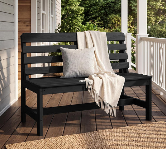 SERWALL HDPE Outdoor Storage Bench, Deck Box with Waterproof Storage Bags | All-Weather Benches | 57 Gallon Dual-Use Seat | Organizer Deck Boxes for Patio, Garden Tools & Pool | Dark Black