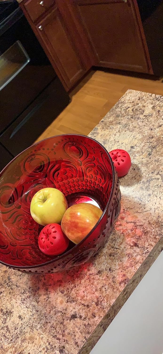 Rocky Mountain Goods Fruit Fly Traps Pack of 2 - Indoor/Outdoor Apple Shaped Traps - for Use Around Food - Lasts up to 90 Days - Safe and Quick Acting - Catch Monitor Window