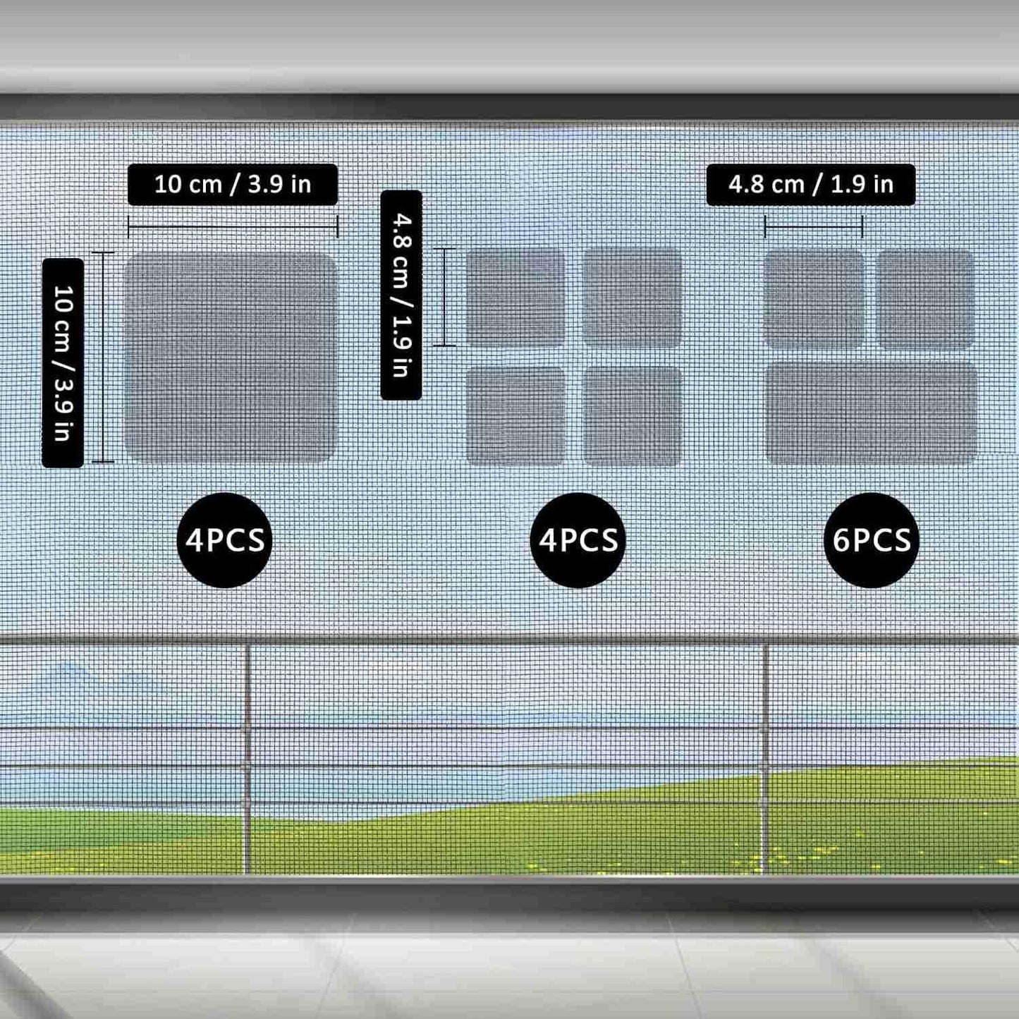 14 Sheets Window Screen Patches Repair Kit, 3 Sizes Window Screen Repair Kit for Mesh Screen Door, Screen Repair Tape