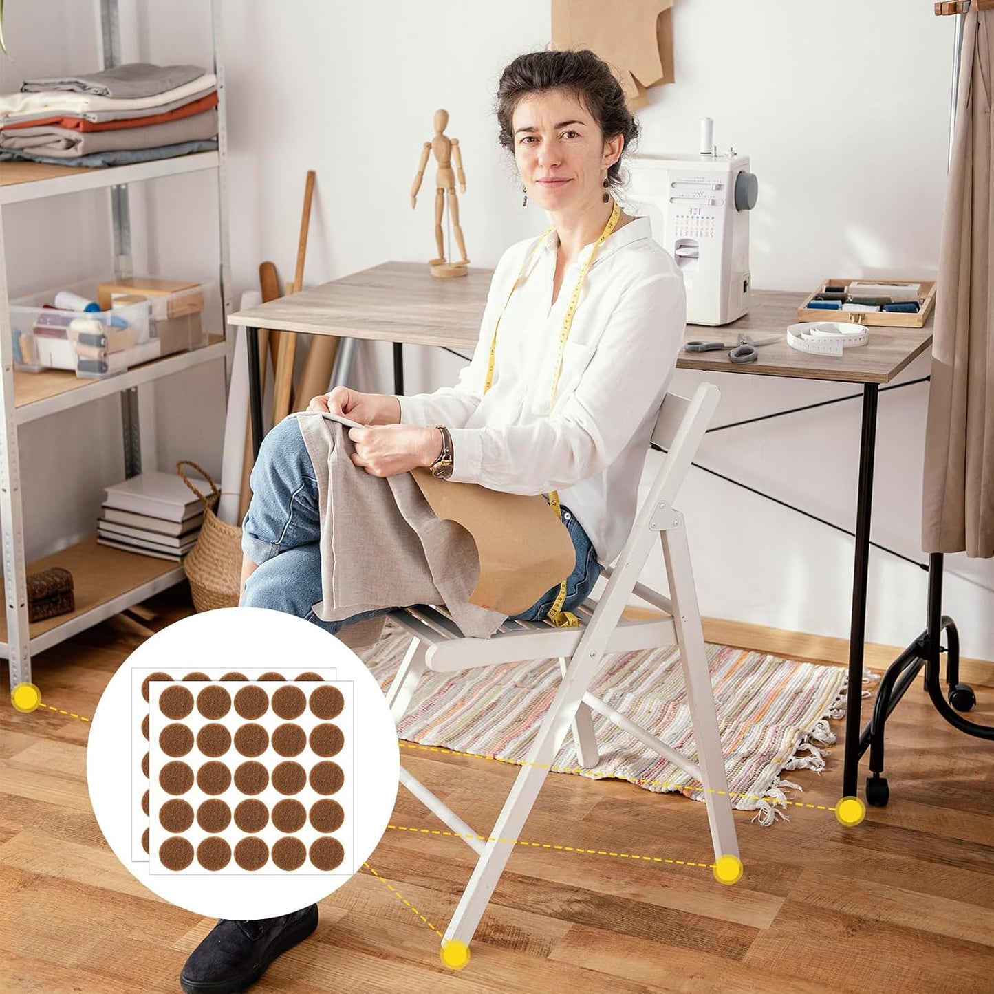 96 Pcs Chair Felt Pads 1/2 Inch Felt Pads for Chair Legs Brown Cabinet Door Pad Self Adhesive Round Felts Feet Protector Felts Bumpers for Table Chairs Sofa Furniture Kitchen Cabinet Doors
