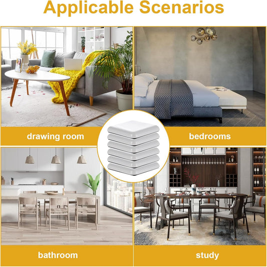 12Pcs Furniture Sliders, 1.5 Inches Self-Adhesive Furniture Sliders Pads, Square Reusable Furniture Moving Glides Sliders for Carpet Hardwood Floors Heavy Sofa Chair Table Couch Cabinet Fridge