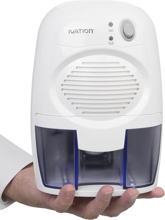 Ivation IVADM10 Powerful Small-Size Thermo-Electric Dehumidifier - for Smaller Room, Cupboard, Basement, Attic, Stored Boat, RV, Antique Car,White