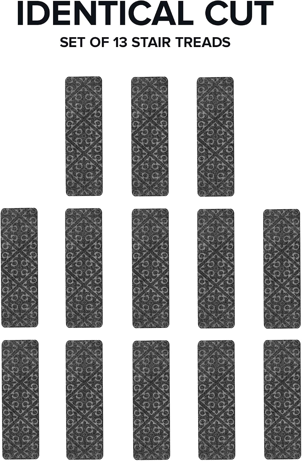 Carpet Stair Treads Set of 13 Non Slip/Skid Rubber Runner Mats or Rug Tread – Indoor Outdoor Pet Dog Stair Treads Pads – Non-Slip Stairway Carpet Rugs (Gray) 8" x 30"