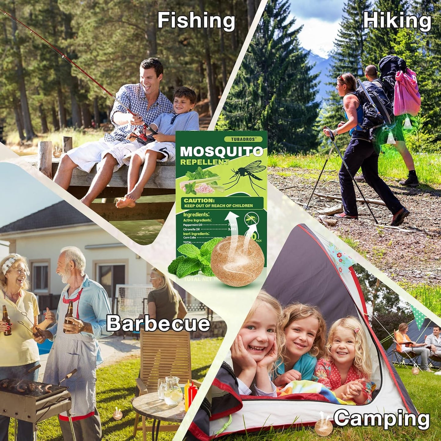 Mosquito Repellent Outdoor, Natural Peppermint Oil to Repel Mosquito, Mosquito Repellent for Indoor Use, for Yard, Garden, Long Lasting Keep Mosquito Away for Camping, Travel, Hiking, Fishing-10Pack