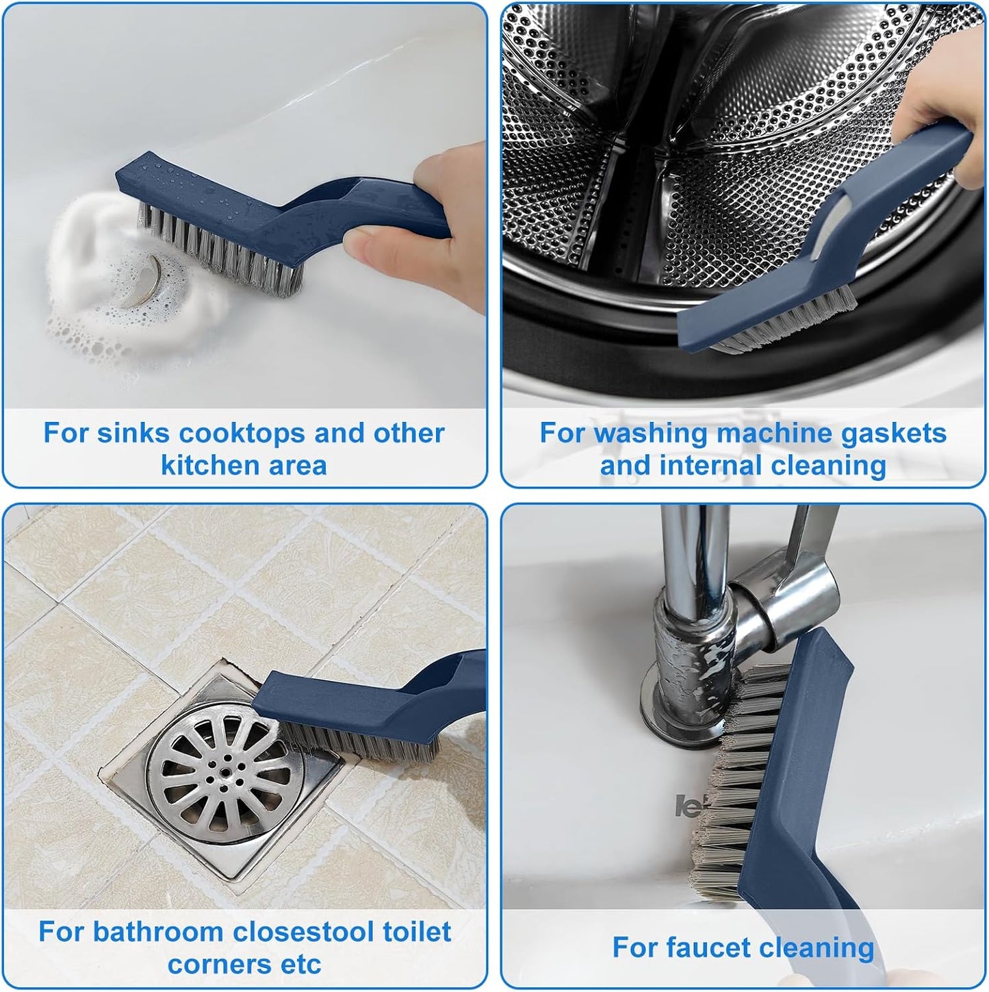 Stiff Bristle Brush - Hard Bristle Crevice Cleaning Brush Tools for Household, Kitchen, Bathroom, Window, Toilet, Corners, Multi Purpose Hard Bristle Brushes for Deep Cleaning Gap(2 pcs)