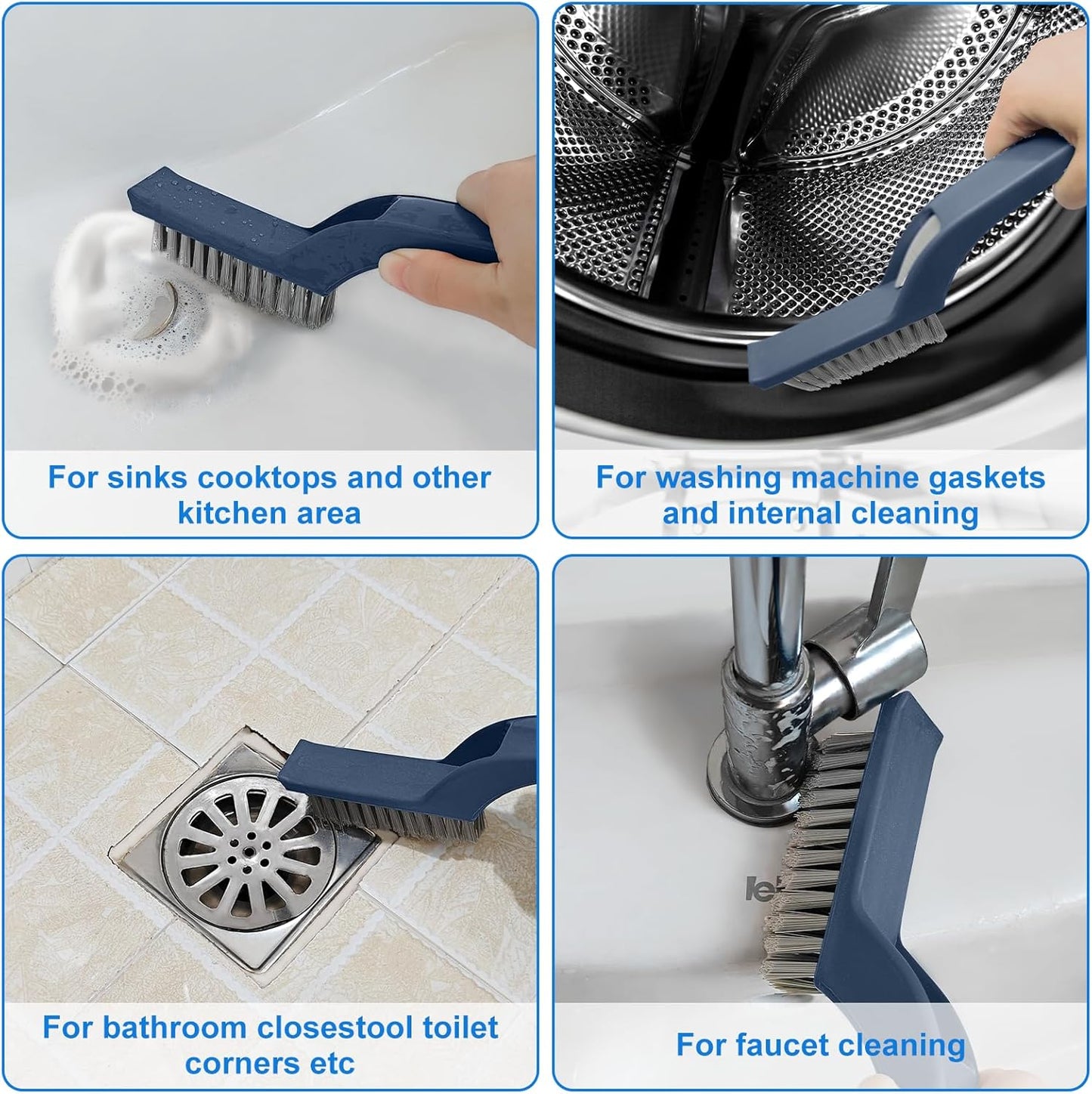 Stiff Bristle Brush - Hard Bristle Crevice Cleaning Brush Tools for Household, Kitchen, Bathroom, Window, Toilet, Corners, Multi Purpose Hard Bristle Brushes for Deep Cleaning Gap(2 pcs)