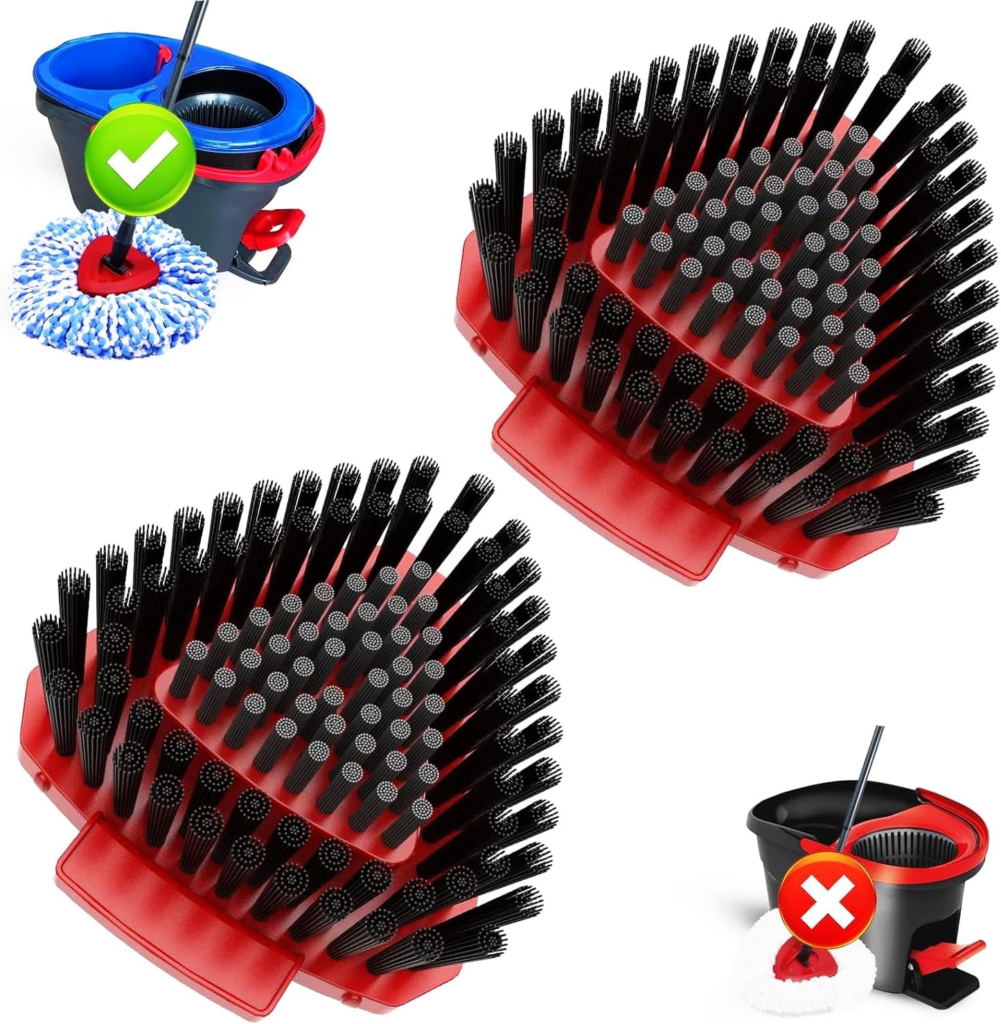 Fatmass 2 Pack Upgraded Spin Mop Replace Scrub Mop Brush Compatible with O Cedar 2 Tank RinseClean, Great for Kitchen, Deck, Bathroom and Shower Floor Scrubber