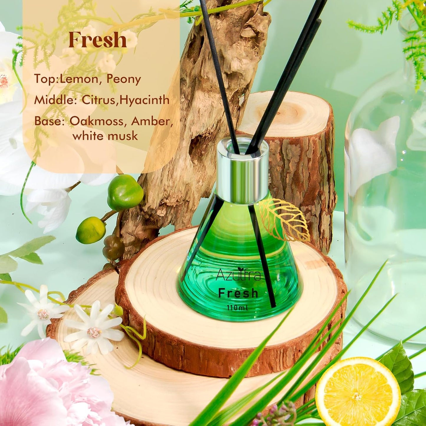 Reed Diffuser Set for Home, Citrus Scented Diffuser with 6 Diffuser Sticks, Home Fragrance Scent Essential Oil Stick Diffuser for Christmas Shelf Decor,3.4 oz