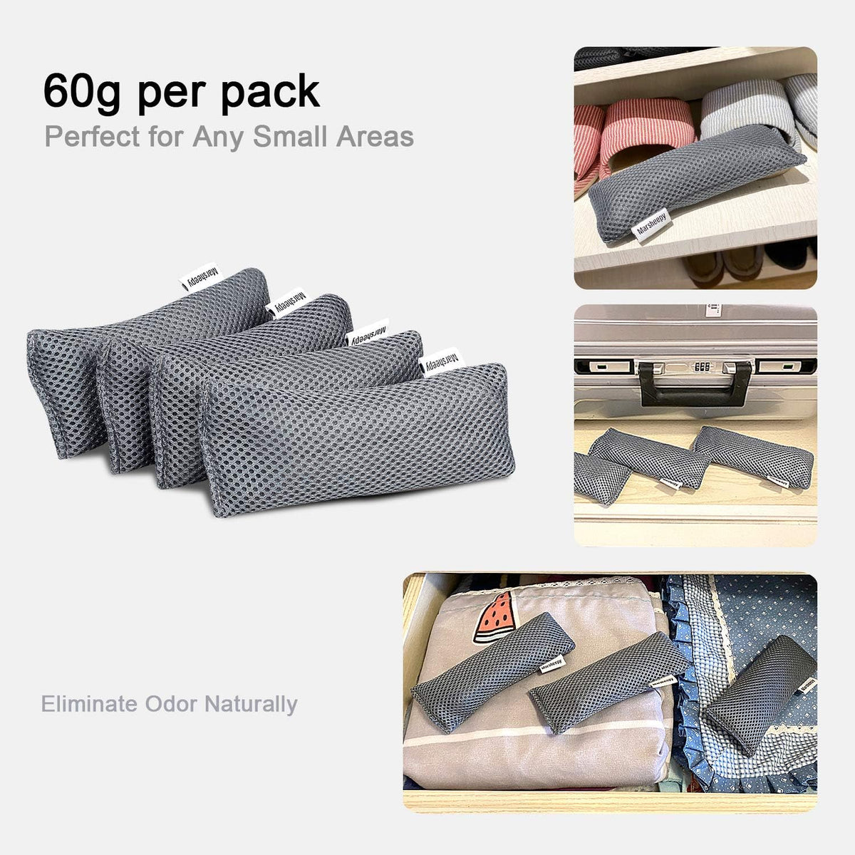 Charcoal Shoe Deodorizer Bags inserts, Shoe Odor Eliminator,Drawer Deodorizers, Activated Charcoal Odor Absorber for Gym Bag, Car, Pet, Closet
