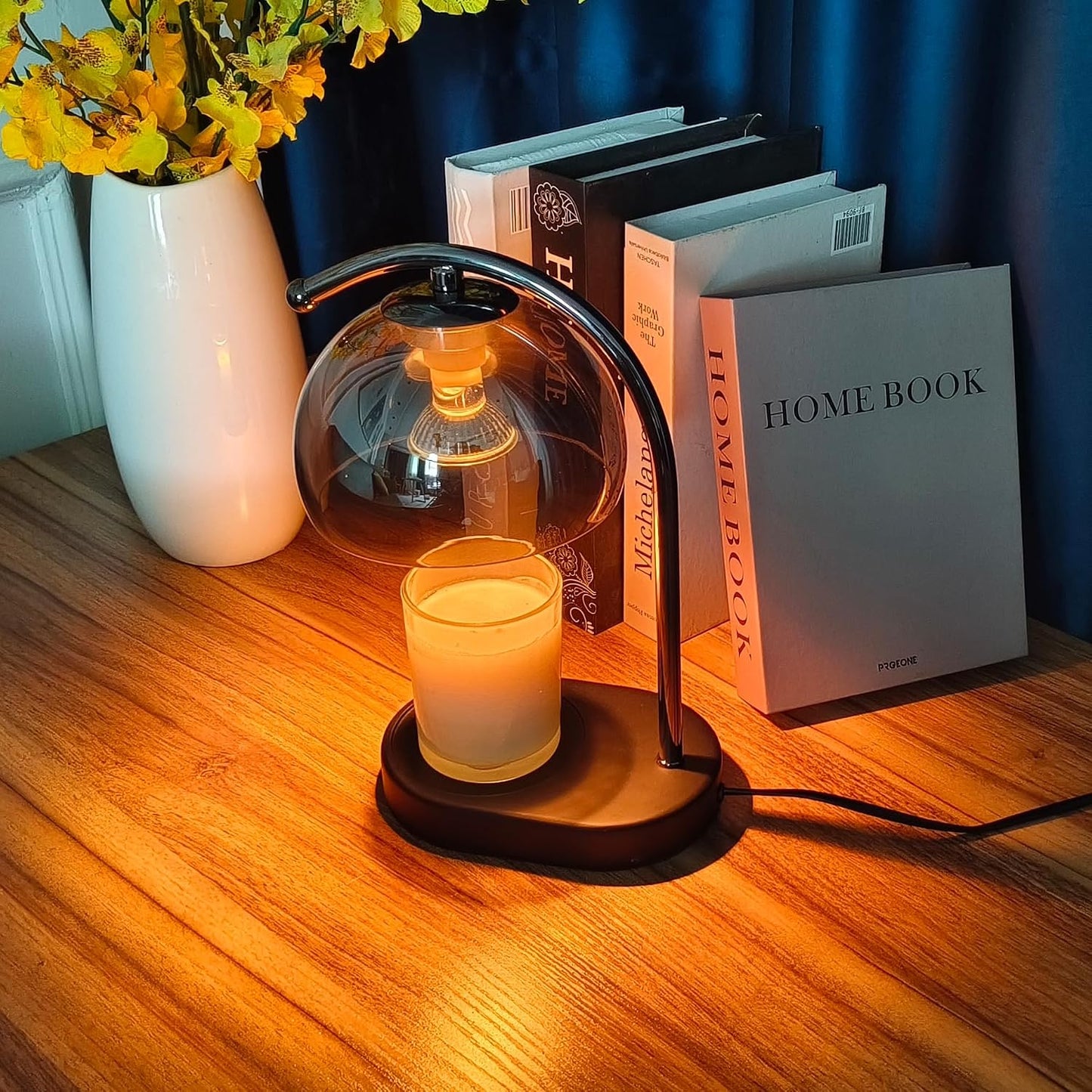 FCTWAKS Mid Century Orange Glass Candle Warmer Lamp with Timer & Dimmer, Mothers Day Birthday Gifts for Women Mom, House Warming Gifts New Home, Wax Warmer Lamp for Bedroom Decor with 2 Bulbs