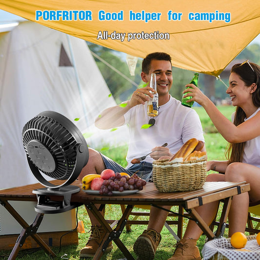 Clip on Fan Rechargeable, 8-Inch Battery Operated Desk Fan, USB Fan,5 Speeds, Strong Airflow, Sturdy Clamp for Golf Cart Office Desk Outdoor Travel Camping Tent Gym Treadmill,Black