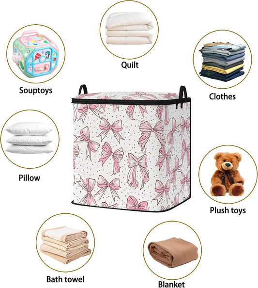 2pcs storage bags for bedding,blanket organizer with zipper 95L | king comforter sheet quilt duvet sweater pillow clothes storage for closet,moving essentials containers with portable handles - Colors A