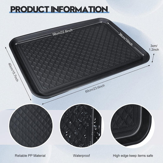6 Pcs Multi Purpose Boot Tray Waterproof Shoe Mat Tray Indoor Outdoor PET Feeding Mat for Dog Cat Food Bowl Floor Protection with Anti Slip Floor Clean (Black, 30 x 15 x 1.2 inch)