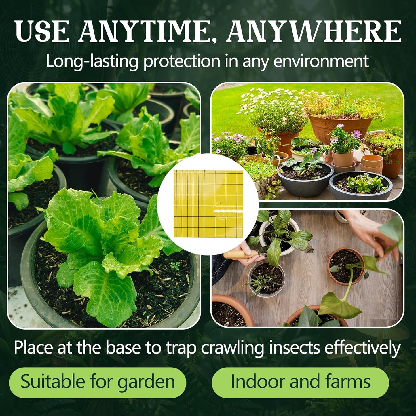 100 Pack Yellow Pre-Cut Sticky Traps Bulk for Gnats 3 x 5 Inch Dual Sided Bug Fly Sticky Traps with Center Hole for Indoor Outdoor Plant Flying Insects Fungus Gnats Whiteflies Aphids (Yellow)