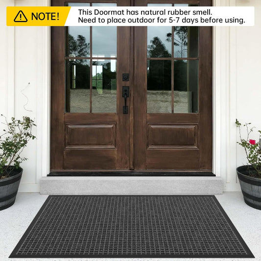 Front Door Mat Indoor Outdoor, 48" x 36" Non Slip Welcome Doormat for Entryway, Heavy Duty Low Profile Entrance Rug for High Traffic Areas, Patio, Outside Entry, Yard, Porch Waterproof