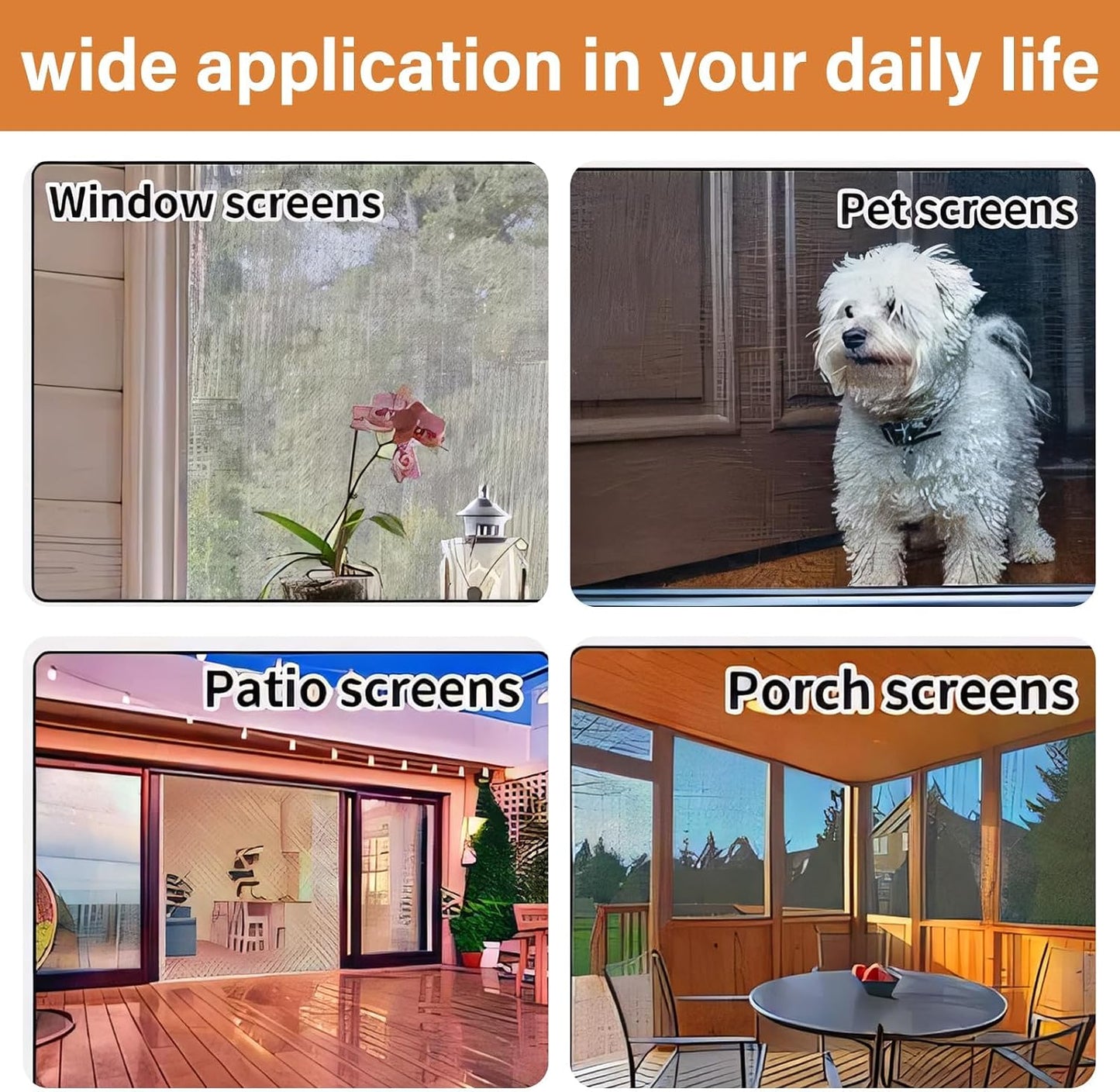 Window Screen Replacement Kit Width:48in Length:158 Fiberglass|Includes Full Set of Tools | Suitable for Windows, Screen Doors, and Courtyards | UV Resistant and Durable | Easy to Install