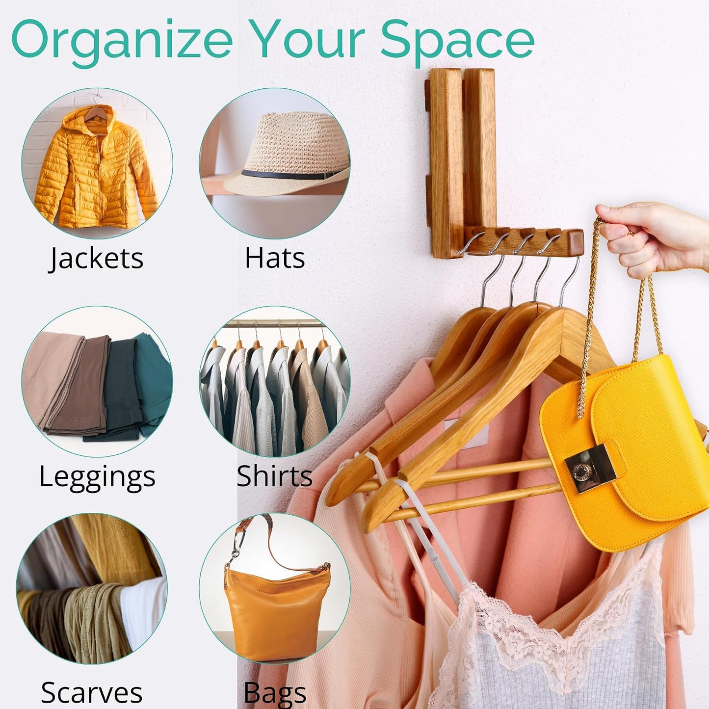 Clothes Drying Rack Wall Mounted, Foldaway Clothes Rail - Multi-Functional Organizer for Laundry Rooms, Hanging Decor, Bathrooms - Adds a Modern Touch to Your Space, Durable and Space-Saving Solution