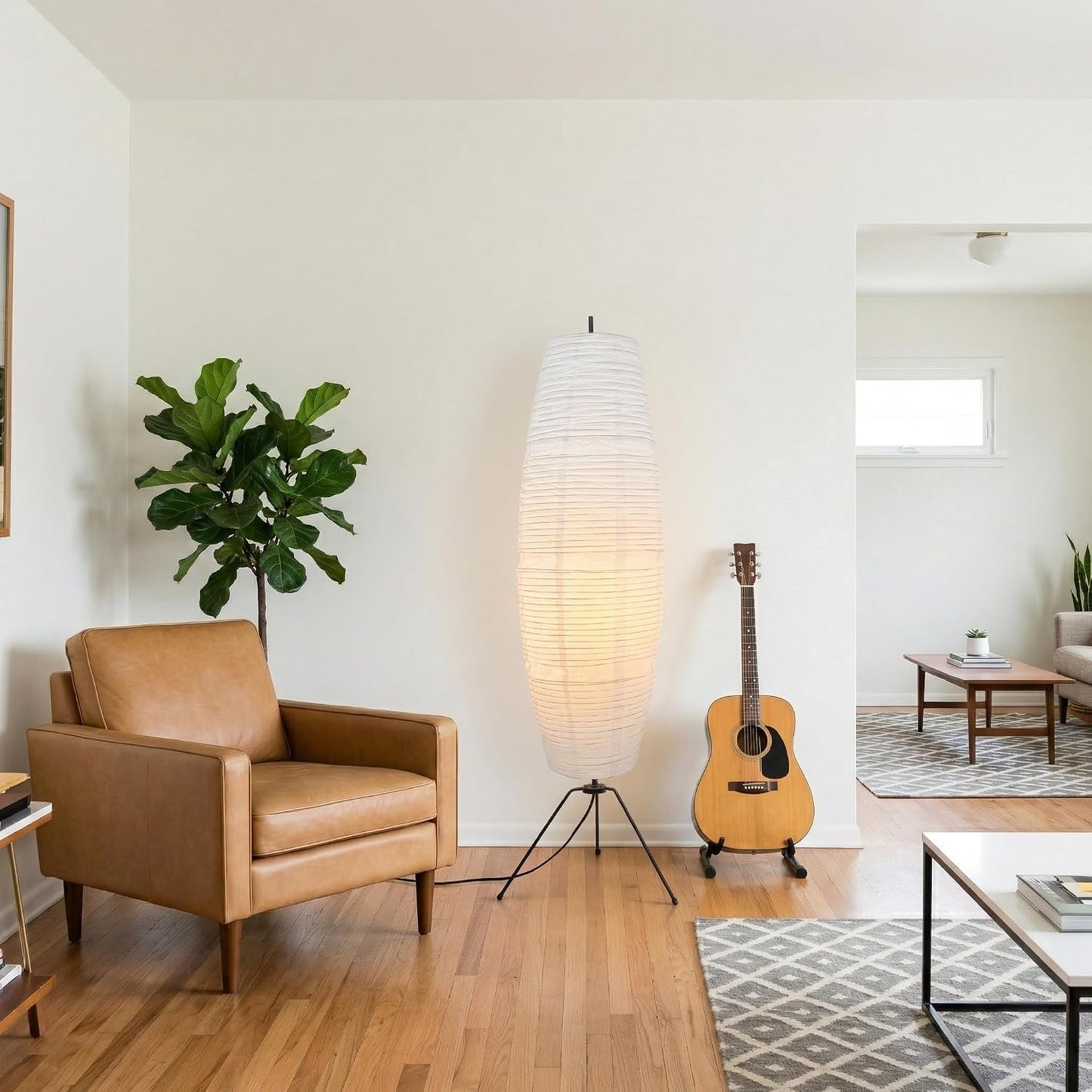 Toyvian Lamp Shade: Foldable White Paper Floor Lampshade for Standing Floor Lamp Replacement, Soft Light Diffuser for Bedroom Living Room Decor, Easy Install (43.31"W x 7.87"H)