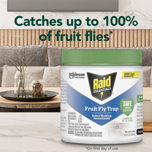 Raid Essentials Fruit Fly Trap, Made with Essential Oils, Child and Pet Safe, 5.4 oz